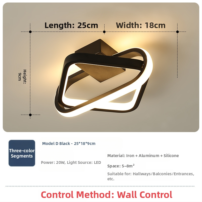 Φωτιστικό οροφής σε σκανδιναβικό στυλ με LED, 220V, κατάλληλο για διαδρόμους και είσοδους, μεταλλικό σώμα με ABS σκιά.