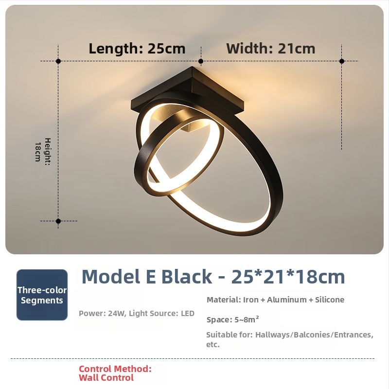 Φωτιστικό οροφής σε σκανδιναβικό στυλ με LED, 220V, κατάλληλο για διαδρόμους και είσοδους, μεταλλικό σώμα με ABS σκιά.