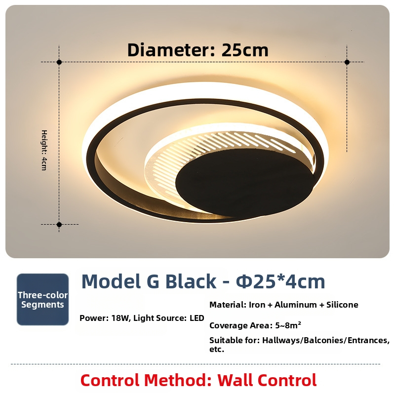 Φωτιστικό οροφής σε σκανδιναβικό στυλ με LED, 220V, κατάλληλο για διαδρόμους και είσοδους, μεταλλικό σώμα με ABS σκιά.