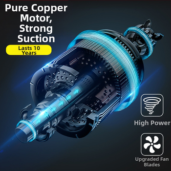 Χειροκίνητος καθαριστής αυτοκινήτου με αντλία αέρα και ασύρματη φόρτιση – αναρρόφηση 6000 Pa, 12V, 120W