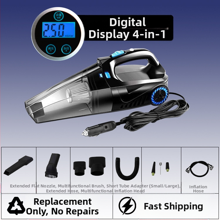 Χειροκίνητος καθαριστής αυτοκινήτου με αντλία αέρα και ασύρματη φόρτιση – αναρρόφηση 6000 Pa, 12V, 120W