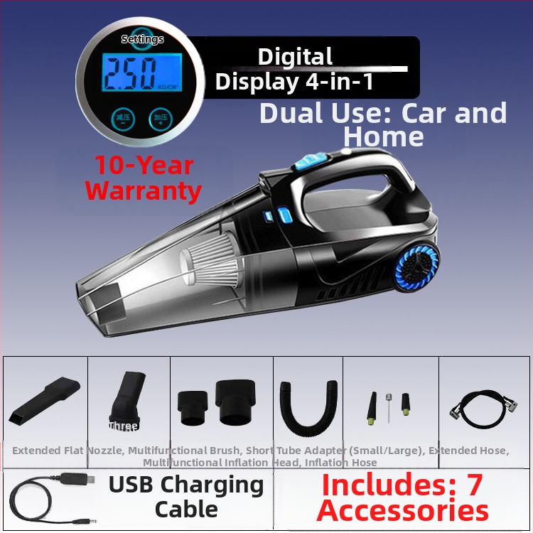 Χειροκίνητος καθαριστής αυτοκινήτου με αντλία αέρα και ασύρματη φόρτιση – αναρρόφηση 6000 Pa, 12V, 120W