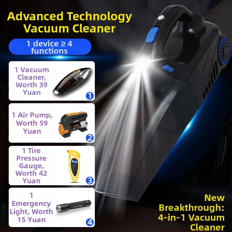 Χειροκίνητος καθαριστής αυτοκινήτου με αντλία αέρα και ασύρματη φόρτιση – αναρρόφηση 6000 Pa, 12V, 120W