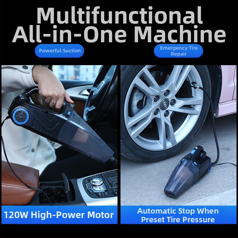 Ръчен автомобилен вакуум за почистване с въздушна помпа и безжично зареждане – всмукване 6000 Pa, 12V, 120W