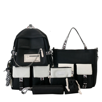 Unisex πενταμελές σετ σχολικών σακιδίων – υπερ-ελαφρύ Oxford σακίδιο, επένδυση πολυεστέρα, μοντέρνος σχεδιασμός, FANMUYA, για μαθητές 3–4 τάξης