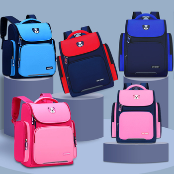 Školska torba za 1–6. razred, lagana, zaštita kralježnice, prozračni Oxford materijal, unisex, dječji dizajn, s logotipom u tisku (materijal: Oxford tkanina; značajke: prozračnost, otpornost na habanje, smanjenje opterećenja; naramenice sa zračnim jastukom