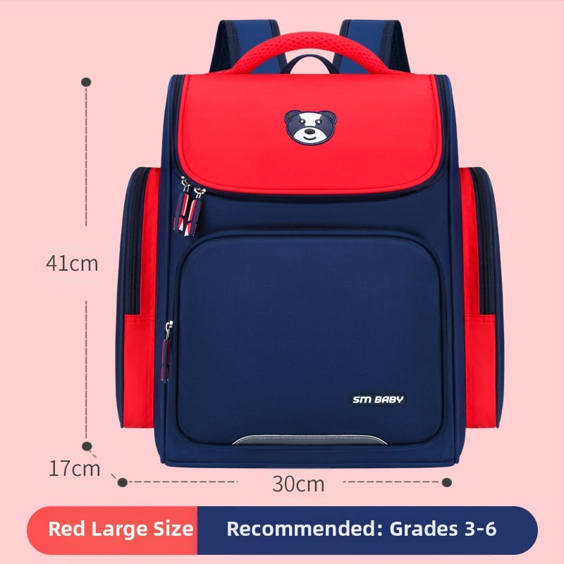 Školska torba za 1–6. razred, lagana, zaštita kralježnice, prozračni Oxford materijal, unisex, dječji dizajn, s logotipom u tisku (materijal: Oxford tkanina; značajke: prozračnost, otpornost na habanje, smanjenje opterećenja; naramenice sa zračnim jastukom