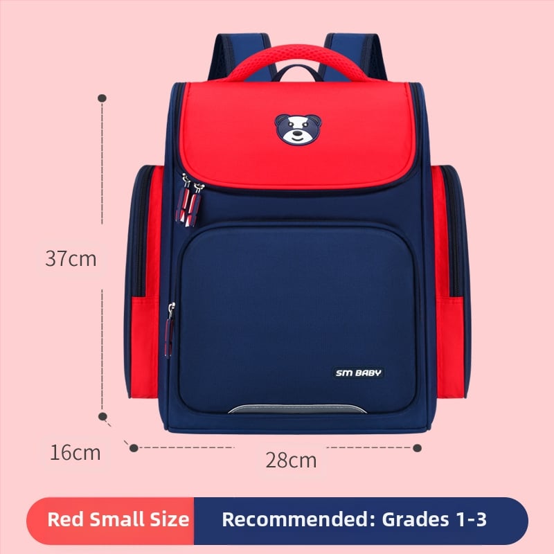 Školska torba za 1–6. razred, lagana, zaštita kralježnice, prozračni Oxford materijal, unisex, dječji dizajn, s logotipom u tisku (materijal: Oxford tkanina; značajke: prozračnost, otpornost na habanje, smanjenje opterećenja; naramenice sa zračnim jastukom