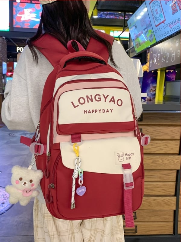 Ženski ruksak za školu od najlona s jastučastim remenima – vodootporan, otporan na habanje, zaštita kralježnice, za gimnazistice