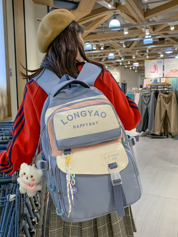 Lányoknak szóló iskolatáska nylonból légpárnás vállpántokkal – vízálló, kopásálló, gerincvédelem