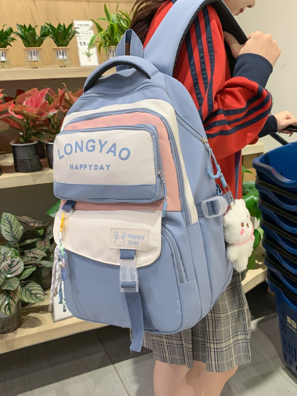 Lányoknak szóló iskolatáska nylonból légpárnás vállpántokkal – vízálló, kopásálló, gerincvédelem