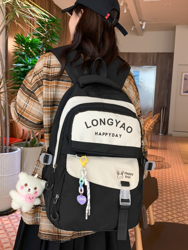 Lányoknak szóló iskolatáska nylonból légpárnás vállpántokkal – vízálló, kopásálló, gerincvédelem