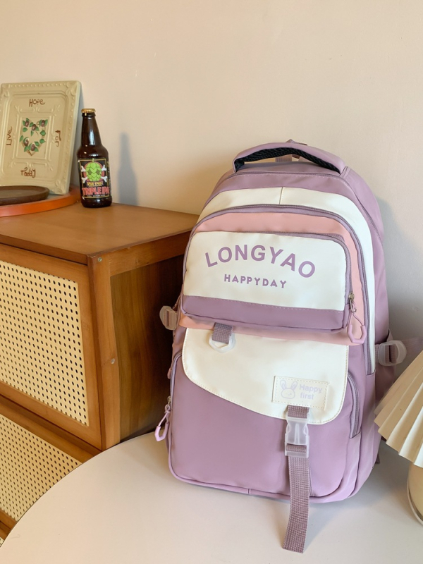 Lányoknak szóló iskolatáska nylonból légpárnás vállpántokkal – vízálló, kopásálló, gerincvédelem