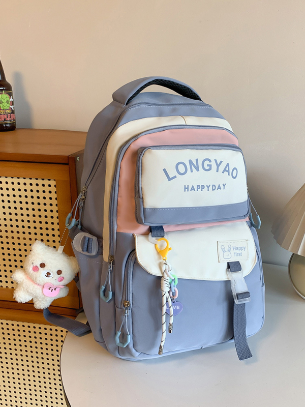 Lányoknak szóló iskolatáska nylonból légpárnás vállpántokkal – vízálló, kopásálló, gerincvédelem