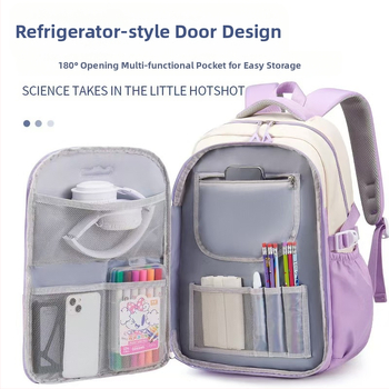 Σχολική τσάντα για κορίτσια, Oxford ύφασμα, αναπνεύσιμη και ultra‑ελαφριά, street style, μοτίβο anime, καμπύλες ιμάντες ώμου, 1–9 τάξεις