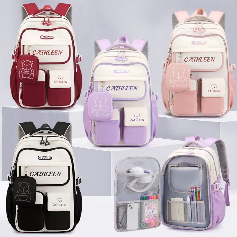 Skolas mugursoma meitenēm, Oxford audums, elpojoša un ultra viegla, ielu stila, anime motīvs, izliektas plecu siksnas, 1.–9. klase