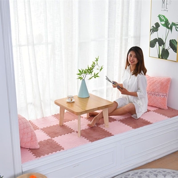 Βελούδινο τετράγωνο χαλάκι δαπέδου με σχέδιο παζλ, πολυεστερική ίνα, προσαρμόσιμη επεξεργασία, κατάλληλο για σαλόνι, υπνοδωμάτιο και μελέτη