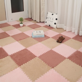 Βελούδινο τετράγωνο χαλάκι δαπέδου με σχέδιο παζλ, πολυεστερική ίνα, προσαρμόσιμη επεξεργασία, κατάλληλο για σαλόνι, υπνοδωμάτιο και μελέτη