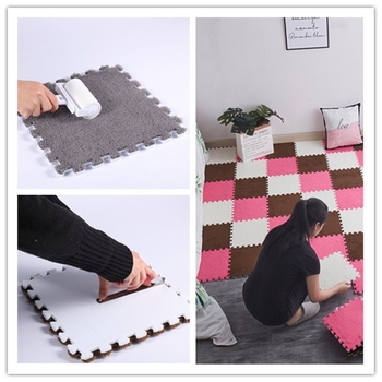 Βελούδινο τετράγωνο χαλάκι δαπέδου με σχέδιο παζλ, πολυεστερική ίνα, προσαρμόσιμη επεξεργασία, κατάλληλο για σαλόνι, υπνοδωμάτιο και μελέτη