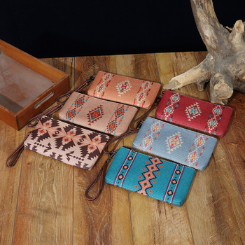 Τσάντα clutch από βαμβάκι και λινό, οριζόντιου τετράγωνου σχήματος, φερμουάρ, επένδυση πολυεστέρα