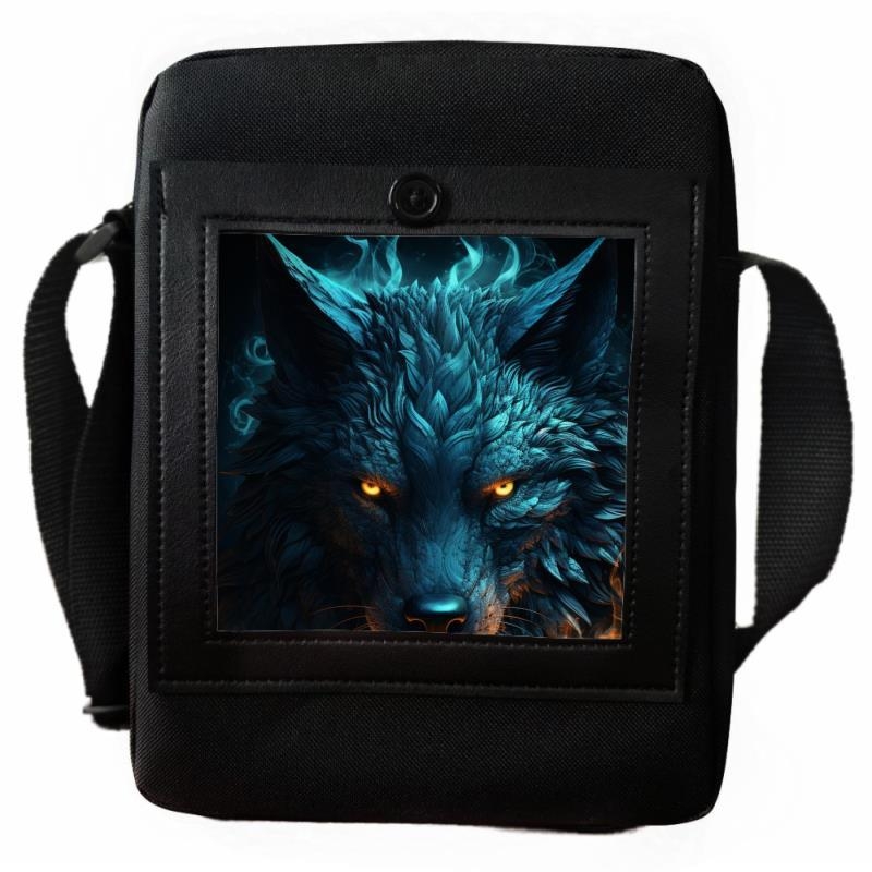 Uniszex hátizsák digitális nyomtatással, farkas és rózsa mintával, poliészter, terheléscsökkentő funkció, modern stílus, állat mintázat