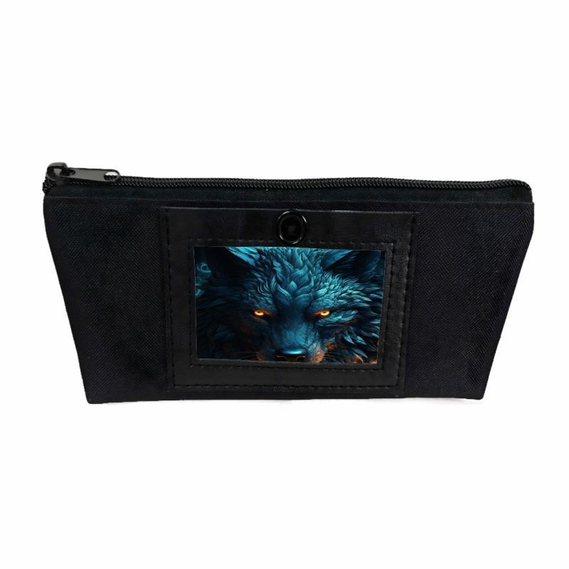 Uniszex hátizsák digitális nyomtatással, farkas és rózsa mintával, poliészter, terheléscsökkentő funkció, modern stílus, állat mintázat