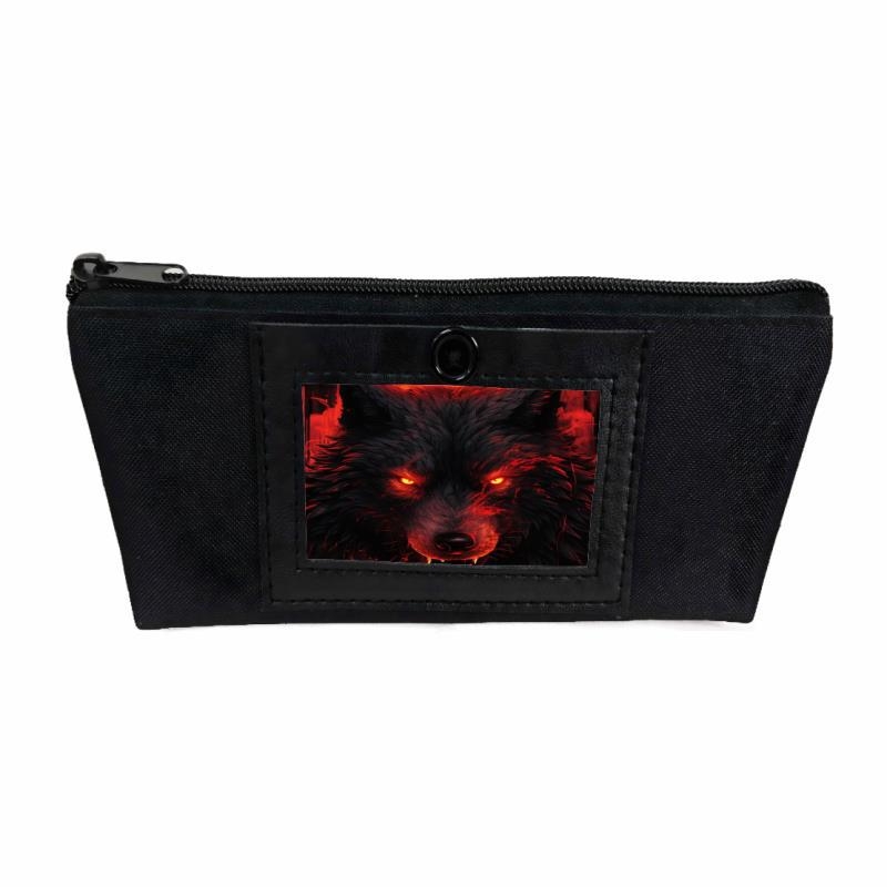 Uniszex hátizsák digitális nyomtatással, farkas és rózsa mintával, poliészter, terheléscsökkentő funkció, modern stílus, állat mintázat