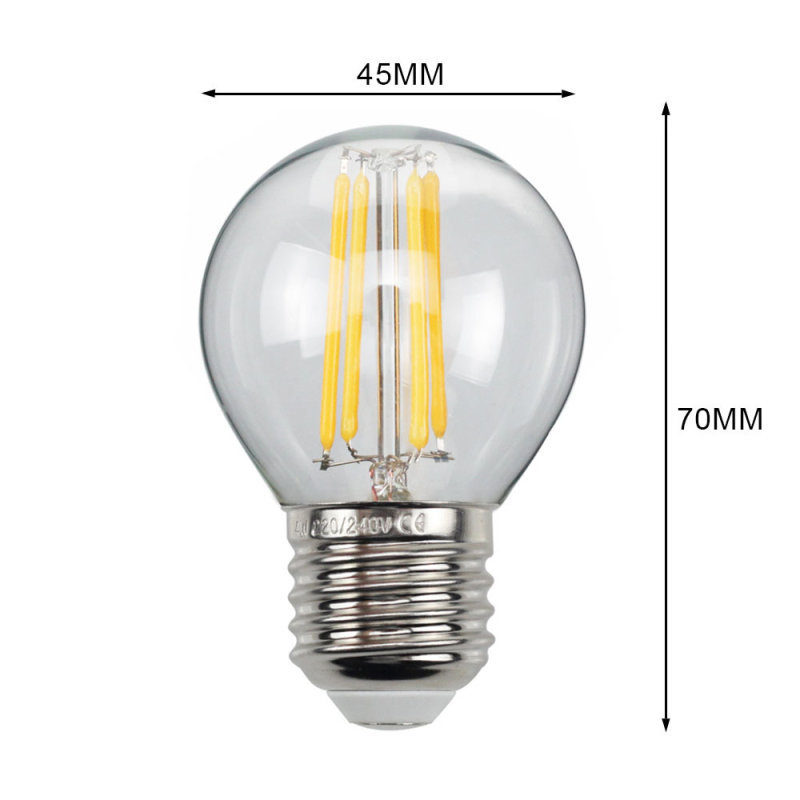 LED λάμπα Edison σε στυλ, μοντέλο G45, βάση βιδώματος E27/E26, 220V, CRI > 90