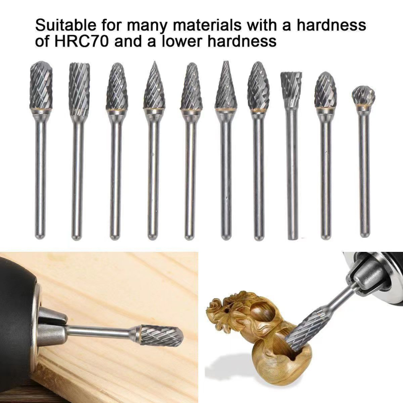 Σετ περιστροφικών καρβιδικών φρεζών για μεταλλική λείανση και γυάλισμα — Υλικό: βολφραμικό καρβίδιο; Συμβατό με ηλεκτρικό φρέζερ