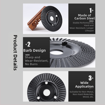 Chen Tu дървообработващ шлайф диск с bevel edge, зъби за дърворезба, висока въглеродна стомана, твърдост 56, максимална скорост 10000 об/мин, за дърво и дърворезба