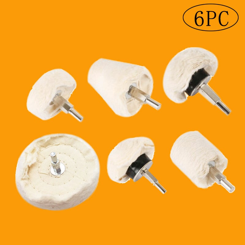 6 vnt audinio poliravimo ratų komplektas automobiliui su laikikliu, ženklas Yibaida; vidinis skersmuo kinta; medžiaga: medvilninis audinys; kietumas: vidutinis