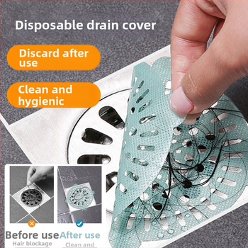 Filtru de canalizare de unică folosință pentru baie — etichetă autoadezivă dreptunghiulară, anti-blocare pentru părul de duș