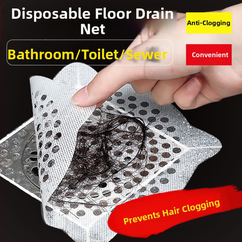 Φίλτρο αποχέτευσης μιας χρήσης για μπάνιο — μακρύ ορθογώνιο αυτοκόλλητο, κατά του φράγματος μαλλιών