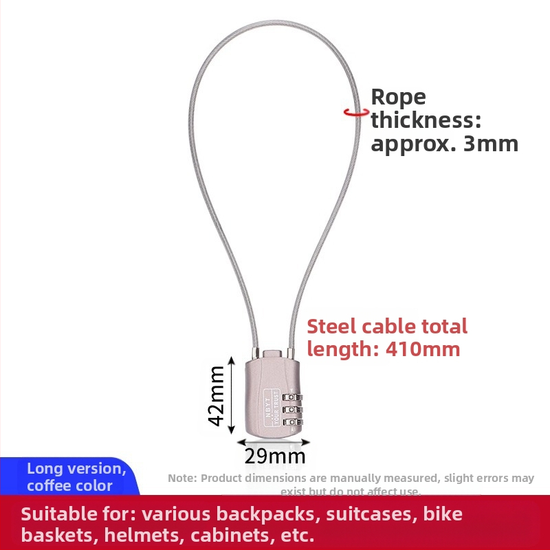 Κλειδαριά με κωδικό και συρματόσκοινί – μεταλλική, αδιάβροχη, ανθεκτική στη διάβρωση