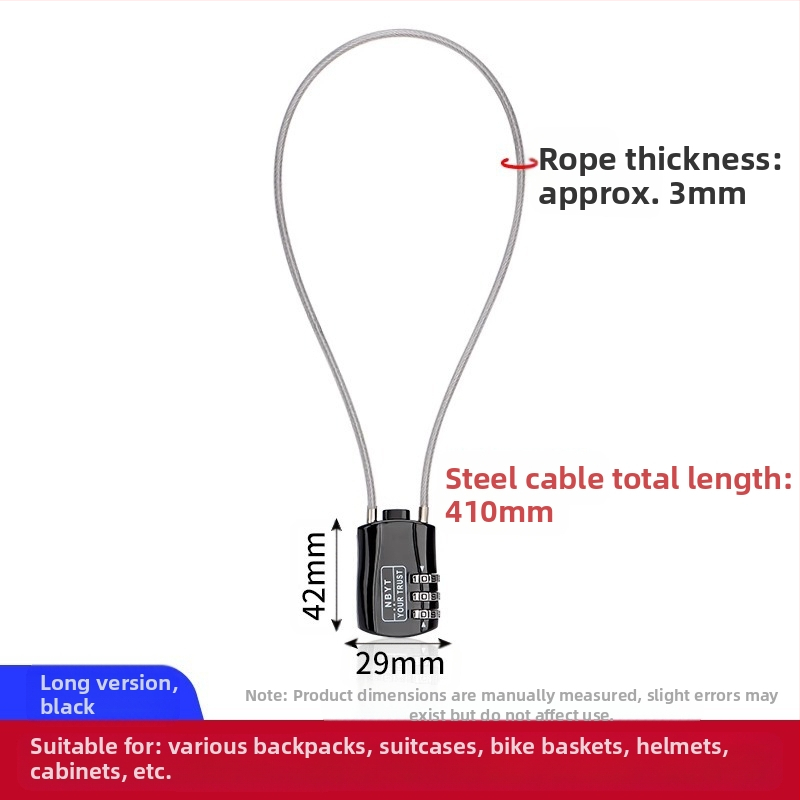 Κλειδαριά με κωδικό και συρματόσκοινί – μεταλλική, αδιάβροχη, ανθεκτική στη διάβρωση