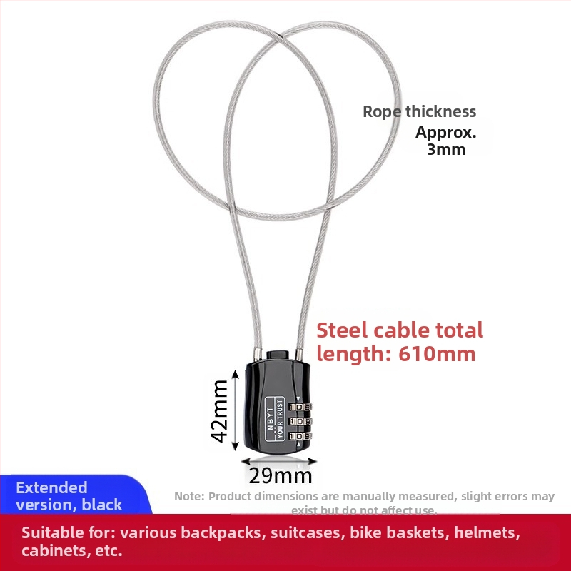 Κλειδαριά με κωδικό και συρματόσκοινί – μεταλλική, αδιάβροχη, ανθεκτική στη διάβρωση
