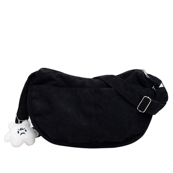 Τσάντα crossbody από corduroy, street-trend στυλ, κλείσιμο με φερμουάρ, οριζόνιο τετράγωνο σχήμα, φθινόπωρο 2023