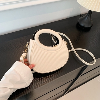 Τσαντάκι τύπου σέλα από PU, street-trend στυλ, φερμουάρ, σιλουέτα κελύφους, μονός ιμάντας