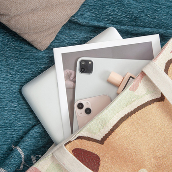 Τσάντα Tote από καμβά με κλείσιμο με φερμουάρ, εσωτερική τσέπη με φερμουάρ, επένδυση πολυεστέρα, οριζόντια τετράγωνη μορφή