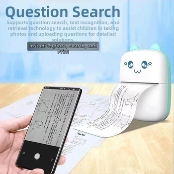 Μικρός φορητός εκτυπωτής ετικετών για λάθη στα μαθήματα — θερμικός εκτυπωτής με Bluetooth/USB, μορφή 75×30 мм, χωρητικότητα χαρτιού 57×25 мм, υποστήριξη εφαρμογής