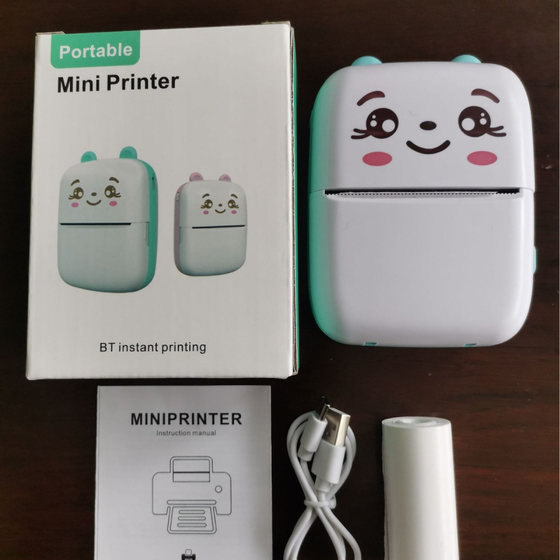 Μικρός φορητός εκτυπωτής ετικετών για λάθη στα μαθήματα — θερμικός εκτυπωτής με Bluetooth/USB, μορφή 75×30 мм, χωρητικότητα χαρτιού 57×25 мм, υποστήριξη εφαρμογής