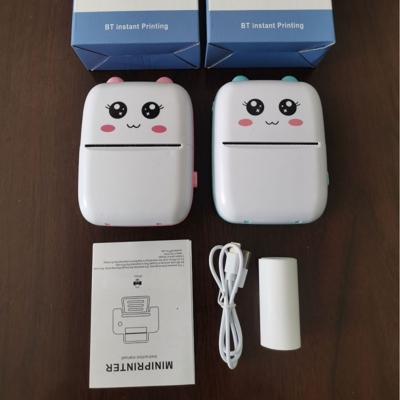 Μικρός φορητός εκτυπωτής ετικετών για λάθη στα μαθήματα — θερμικός εκτυπωτής με Bluetooth/USB, μορφή 75×30 мм, χωρητικότητα χαρτιού 57×25 мм, υποστήριξη εφαρμογής