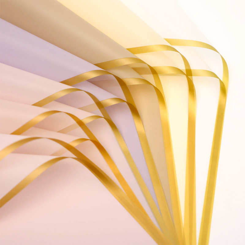 Χαρτί περιτυλίγματος λουλουδιών με μεμβράνη ζελέ — BOPP, Gravure εκτύπωση, εξωτερική συσκευασία, 20 φύλλα ανά πακέτο