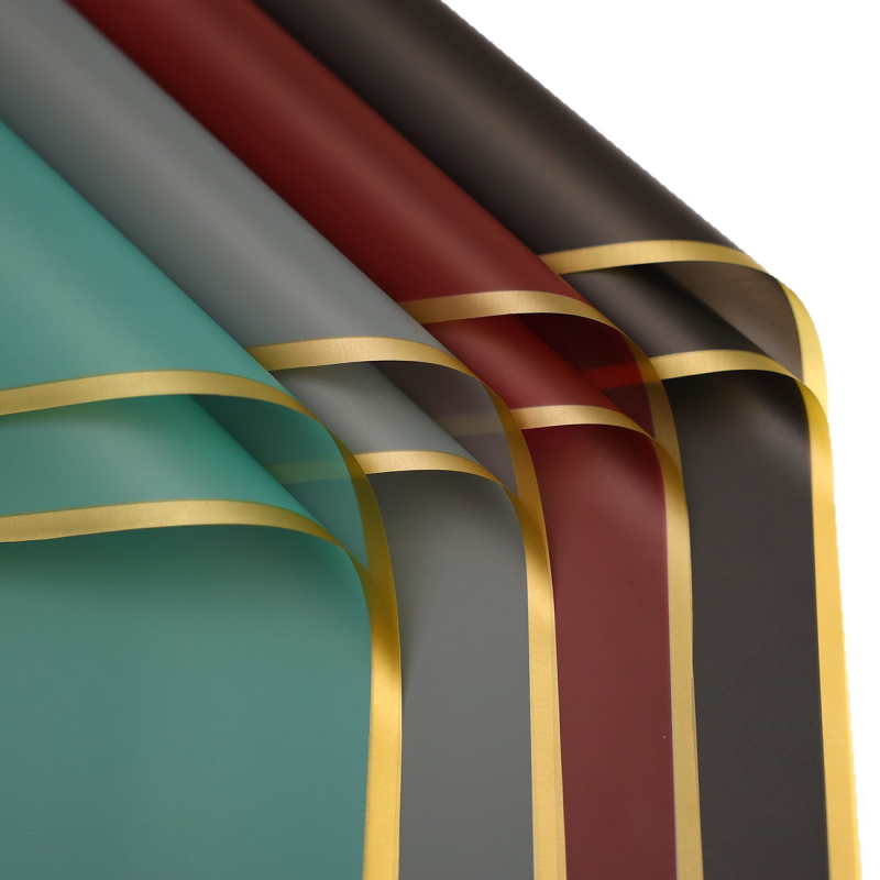 Χαρτί περιτυλίγματος λουλουδιών με μεμβράνη ζελέ — BOPP, Gravure εκτύπωση, εξωτερική συσκευασία, 20 φύλλα ανά πακέτο