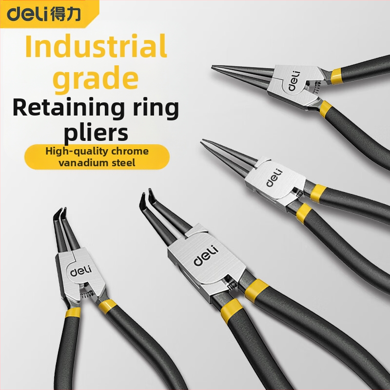 Deli цирлип клещи — вътрешни прави и външни извити, прав връх, пружинни клещи за вал, модел DL033