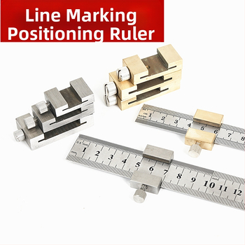 Χάρακας από ανοξείδωτο ατσάλι με μπλοκ τοποθέτησης και περιοριστή – για ξυλουργικές εφαρμογές, κλίμακα μετρική και ίντσες