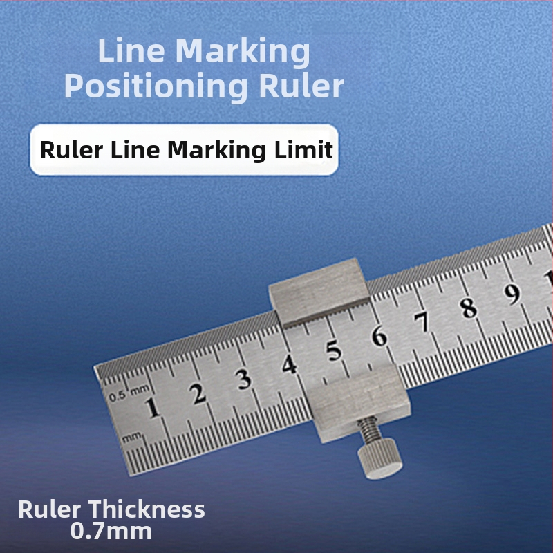 Χάρακας από ανοξείδωτο ατσάλι με μπλοκ τοποθέτησης και περιοριστή – για ξυλουργικές εφαρμογές, κλίμακα μετρική και ίντσες