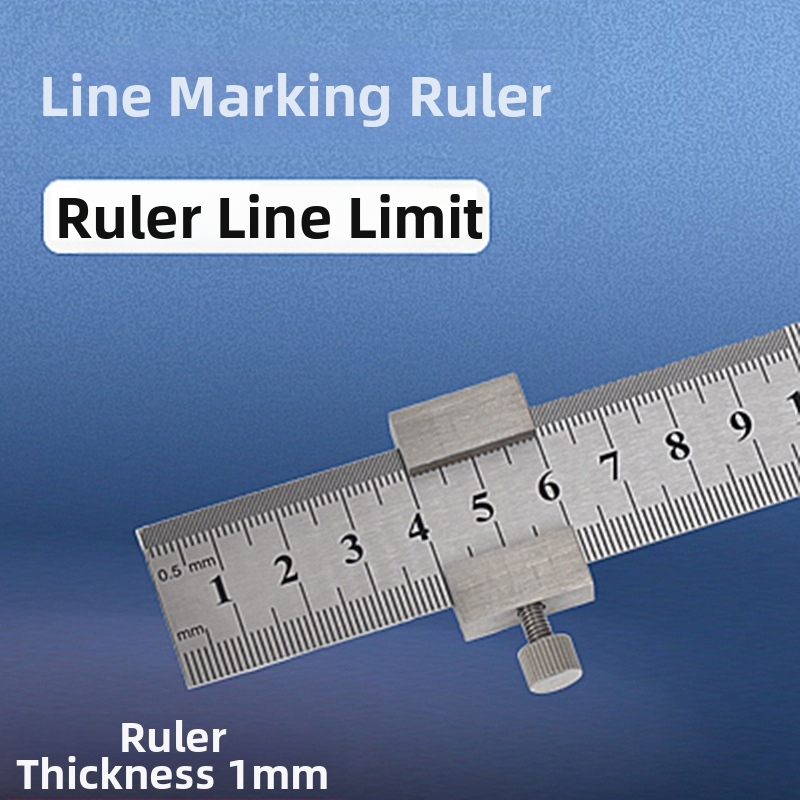 Χάρακας από ανοξείδωτο ατσάλι με μπλοκ τοποθέτησης και περιοριστή – για ξυλουργικές εφαρμογές, κλίμακα μετρική και ίντσες