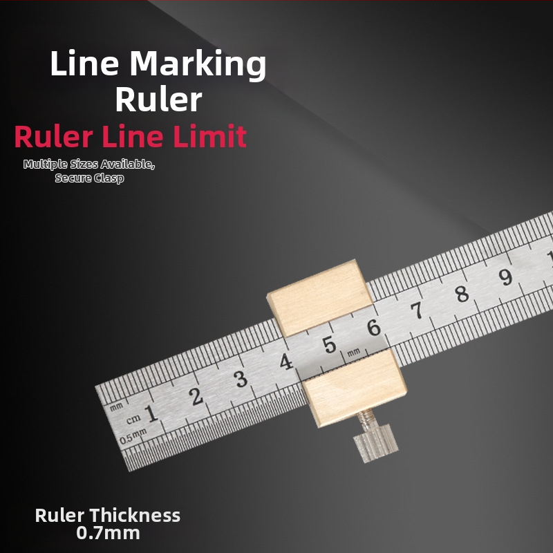 Χάρακας από ανοξείδωτο ατσάλι με μπλοκ τοποθέτησης και περιοριστή – για ξυλουργικές εφαρμογές, κλίμακα μετρική και ίντσες