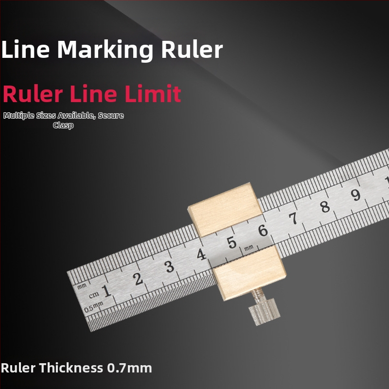 Χάρακας από ανοξείδωτο ατσάλι με μπλοκ τοποθέτησης και περιοριστή – για ξυλουργικές εφαρμογές, κλίμακα μετρική και ίντσες